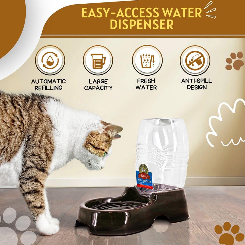 Flexzion Automatic Gravity Pet Waterer for Cat & Dog - Non-Skid & Easy-Clean Auto Replenish Water Dispenser Drinking Bowl (3/8 Gallon / 1.5L), Black - Image 5